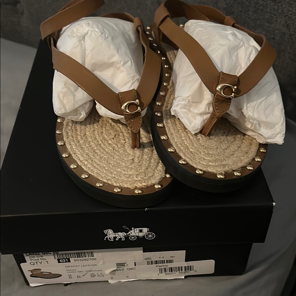 Brown Leather Sandals with Studded Sole